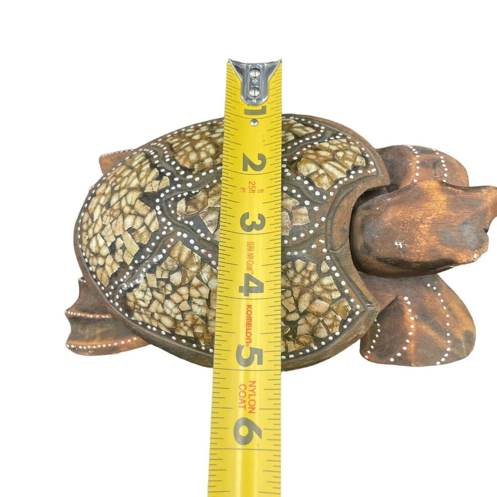 Vintage Folk Art Painted Wood Sea Turtle Candle Holder Costa Rica - Picture 8 of 8